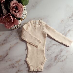 Ziggy Lou Soft Cream Ribbed Kids Bodysuit